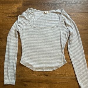 Gray Striped Long Sleeve Top